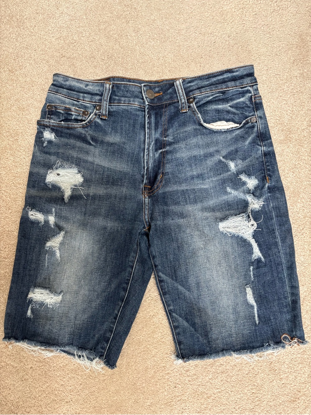 American Eagle Outfitters Distressed Dark Blue Denim Shorts
